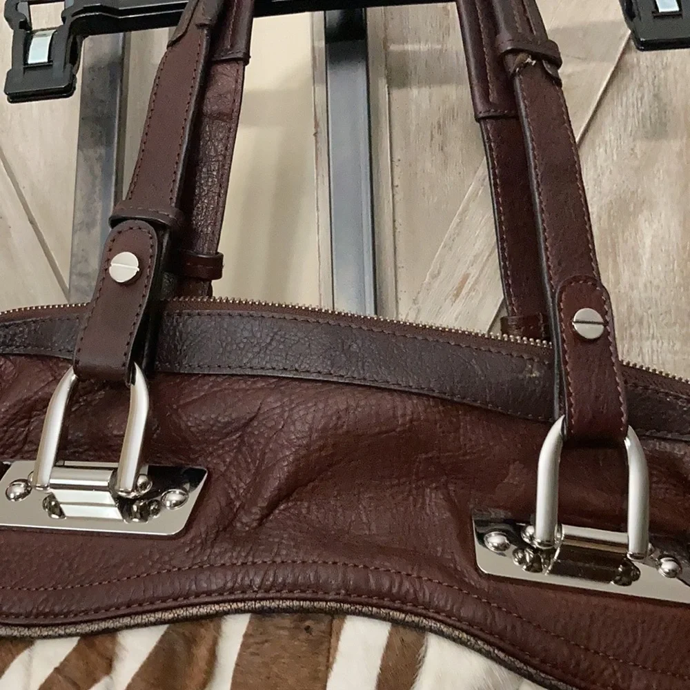 B MAKOWSKY Leather and Calf Hair HANDBAG - Picture 4 of 13